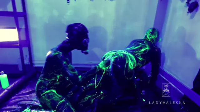 Poster: Lady Valeska - Rubber Double Fisting With Uv Slime Poster: Lady Valeska - Rubber Double Fisting With Uv Slime