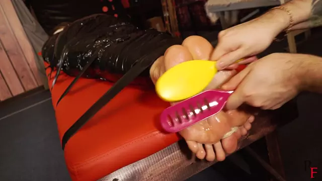 Poster: RF MOVIES - Roksana - Foot Tickling With Oil And Hairbrush In Plastic Wrap